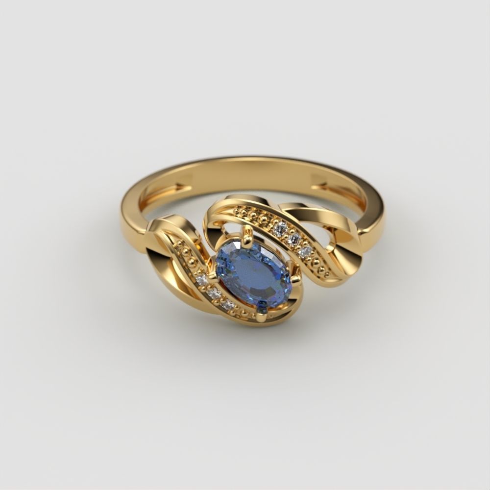 Women ring with gems 3dm stl 3D print model_2