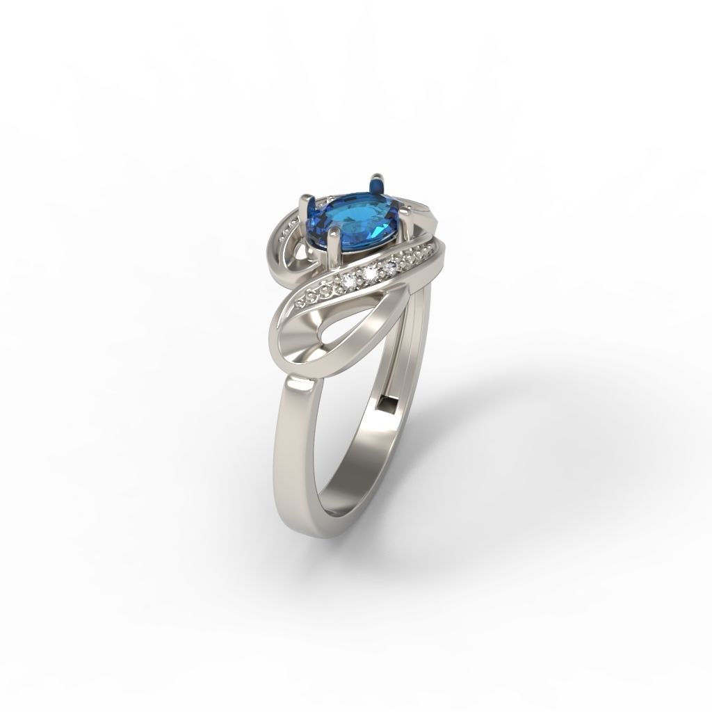 Women ring with gems 3dm stl 3D print model_17