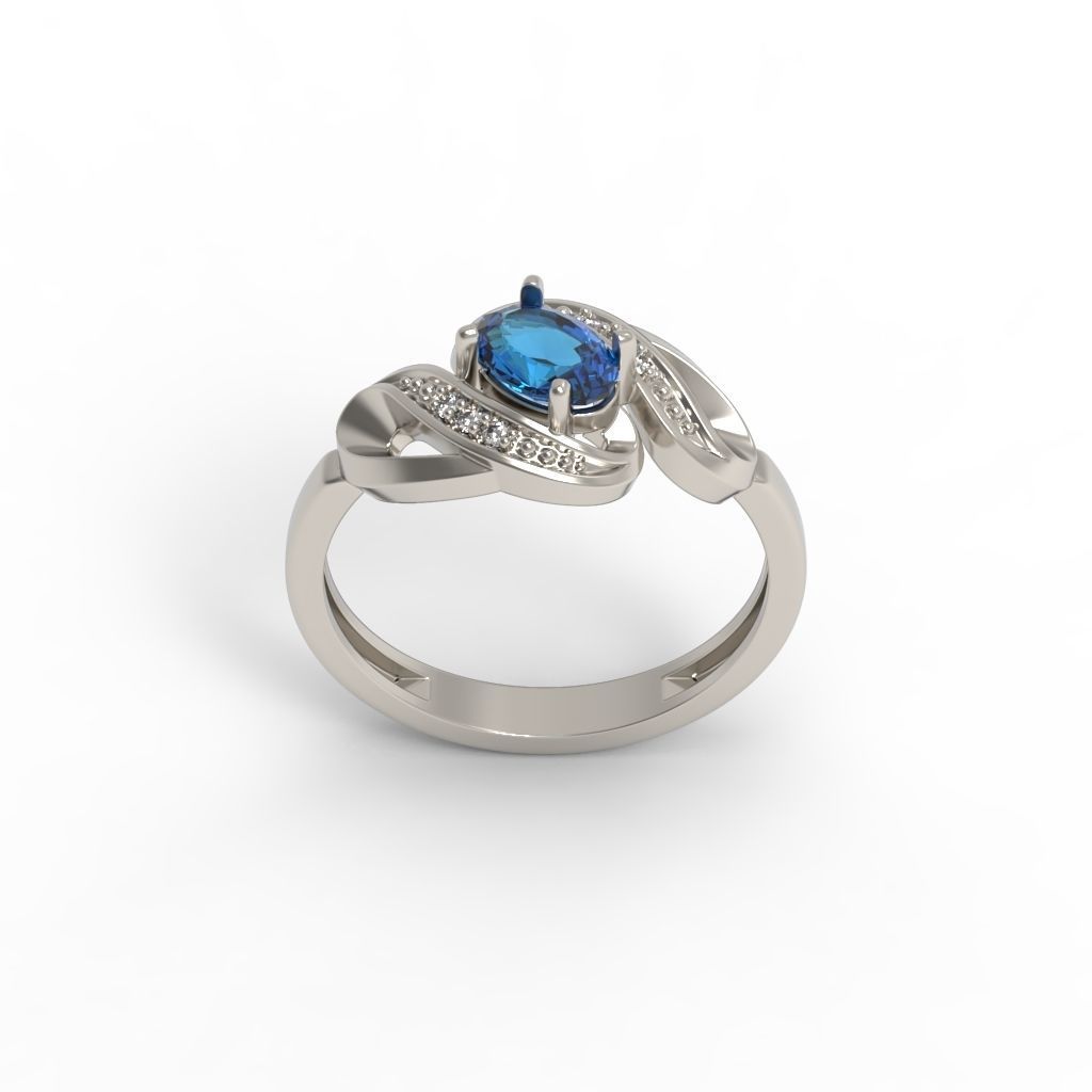 Women ring with gems 3dm stl 3D print model_20
