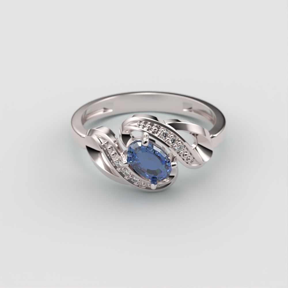 Women ring with gems 3dm stl 3D print model_3