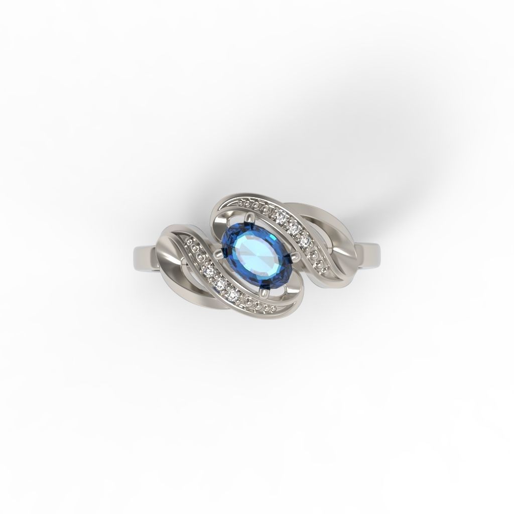Women ring with gems 3dm stl 3D print model_14