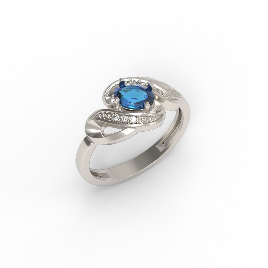 Women ring with gems 3dm stl 3D print model_12