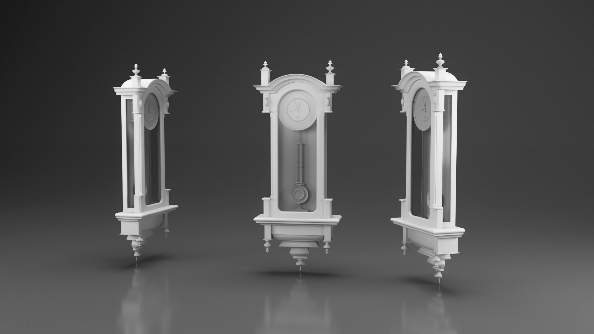 3d Model and 3D Grandfather Clock model 3D model_3
