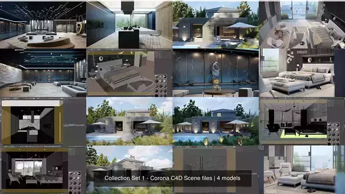 Set 2 - Corona C4D - 4 x Scenes