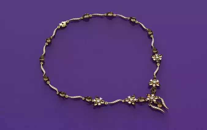 Necklace Fusion FLowers - Jewelry 3D - GA-302 3D print model