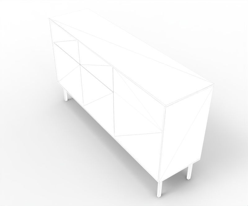 Modern Long Drawer Low-poly 3D model_6