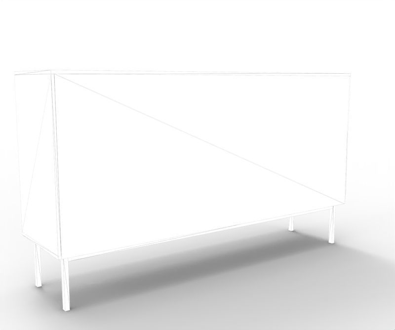 Modern Long Drawer Low-poly 3D model_5