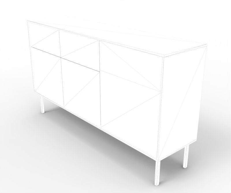 Modern Long Drawer Low-poly 3D model_8