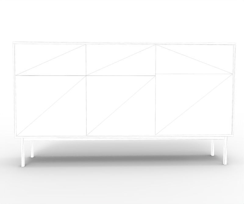 Modern Long Drawer Low-poly 3D model_9