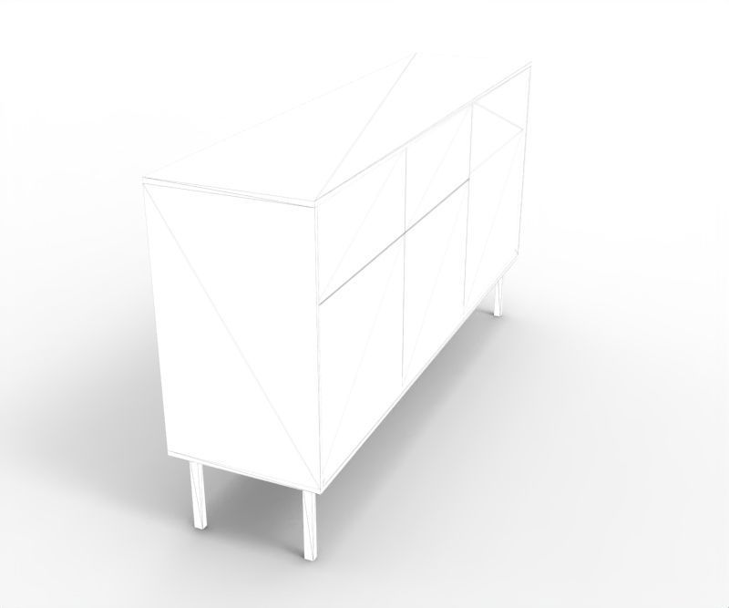 Modern Long Drawer Low-poly 3D model_7