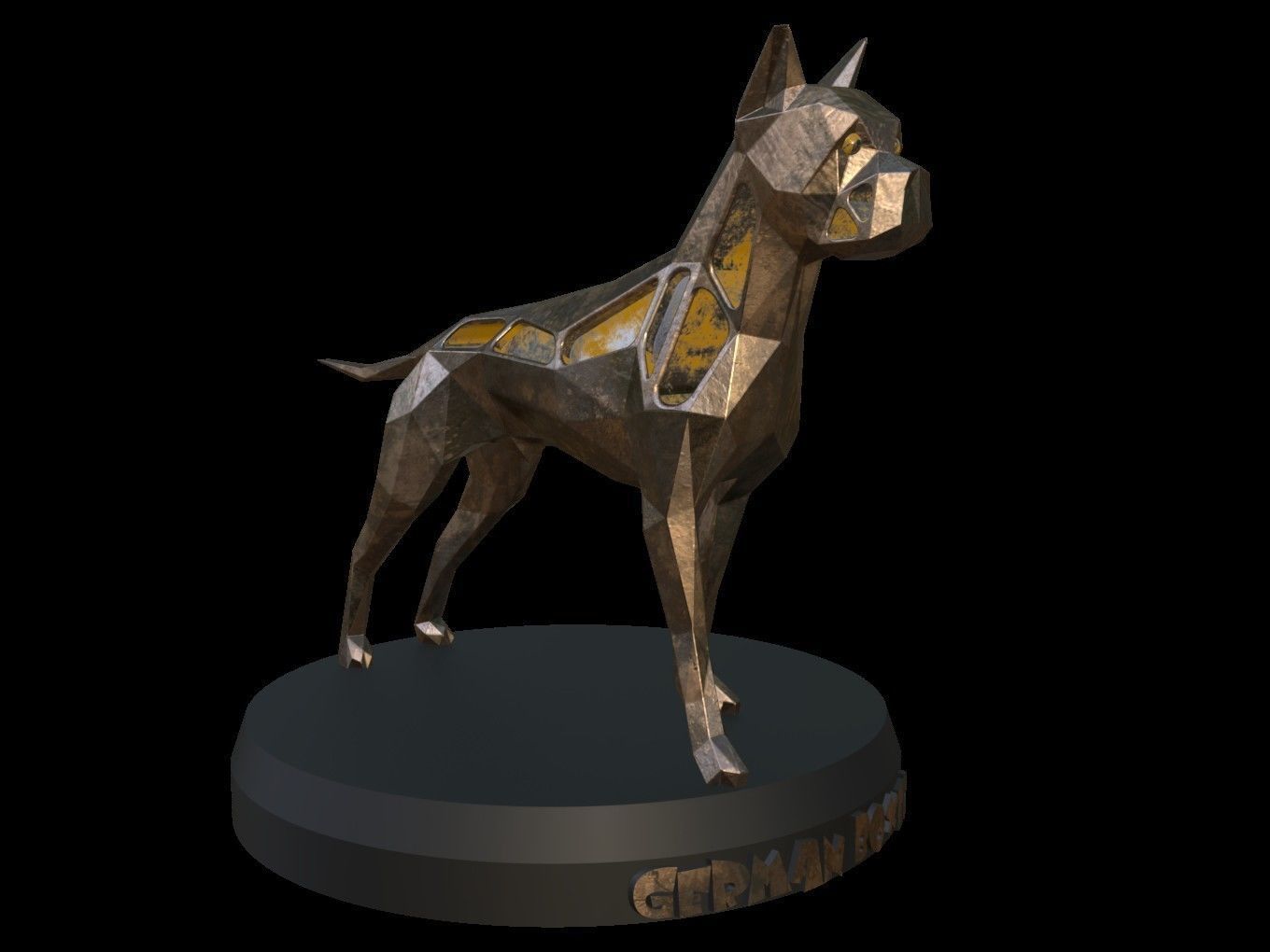 Steampunk German Boxer Pose Low-poly 3D model_6