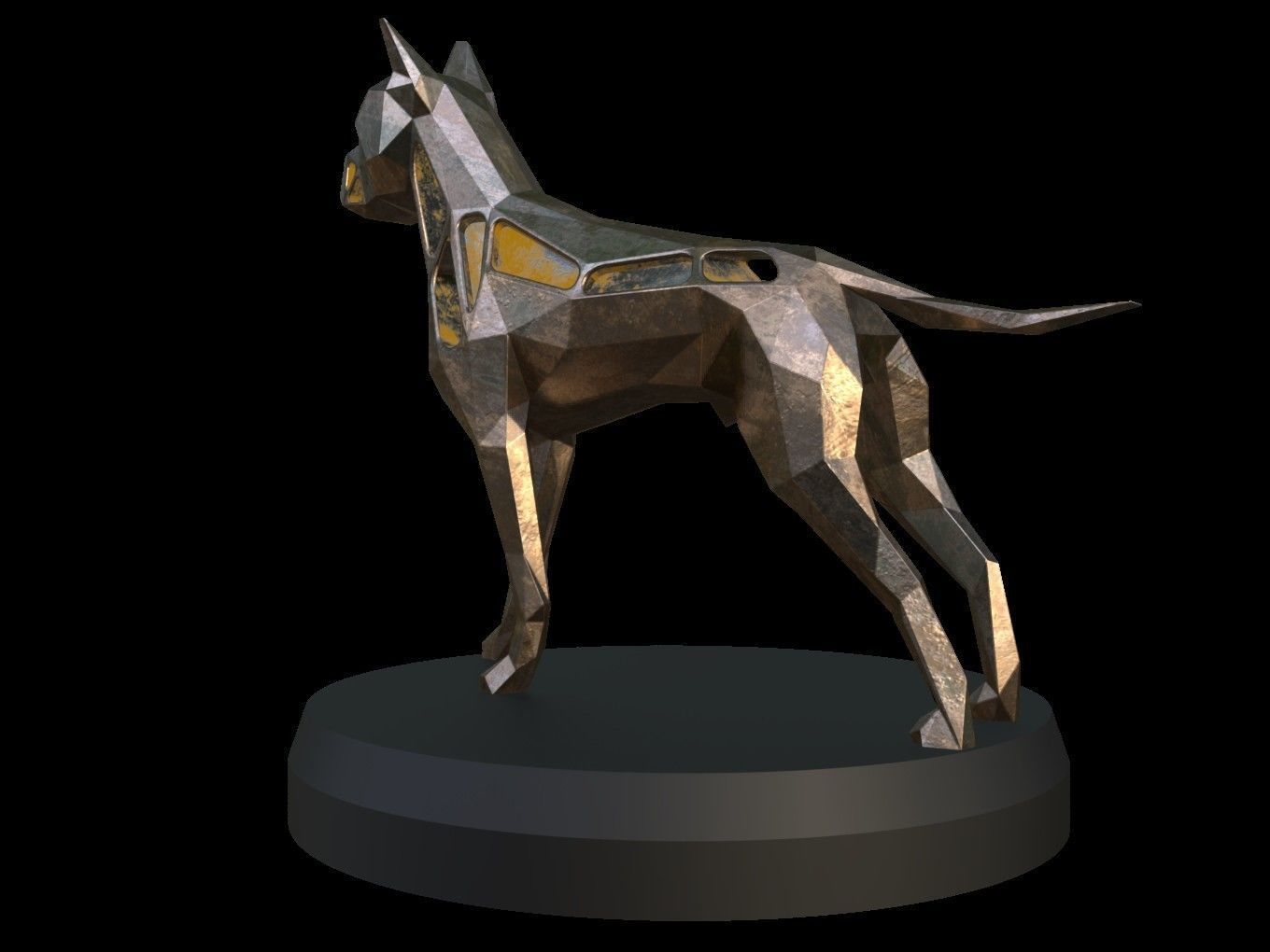 Steampunk German Boxer Pose Low-poly 3D model_1
