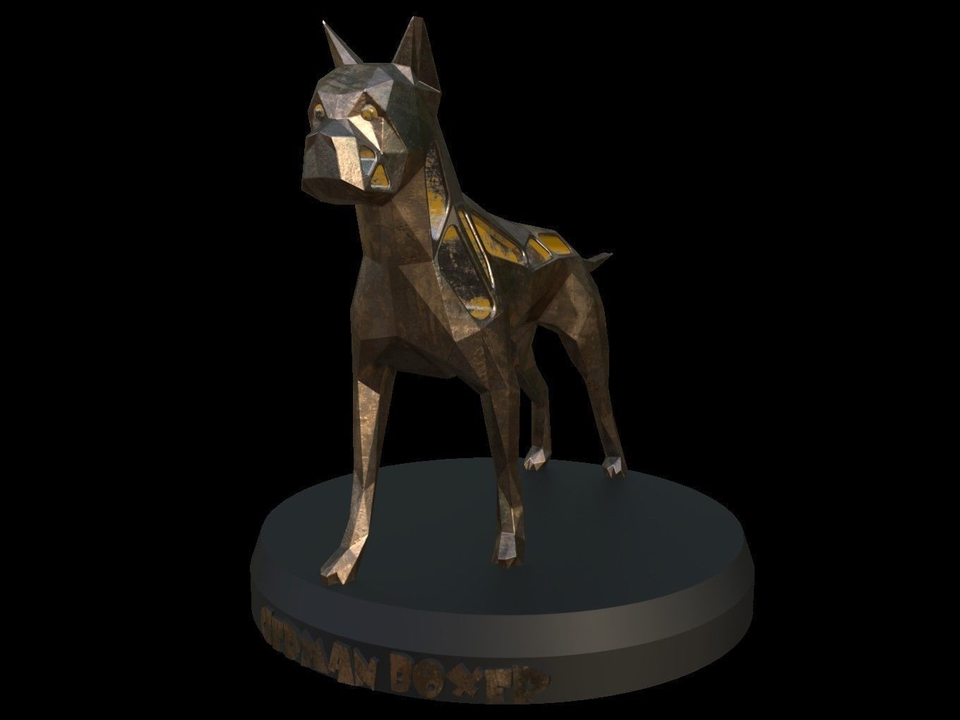 Steampunk German Boxer Pose Low-poly 3D model_9