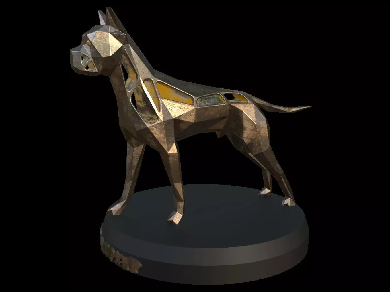 Steampunk German Boxer Pose Low-poly 3D model_0