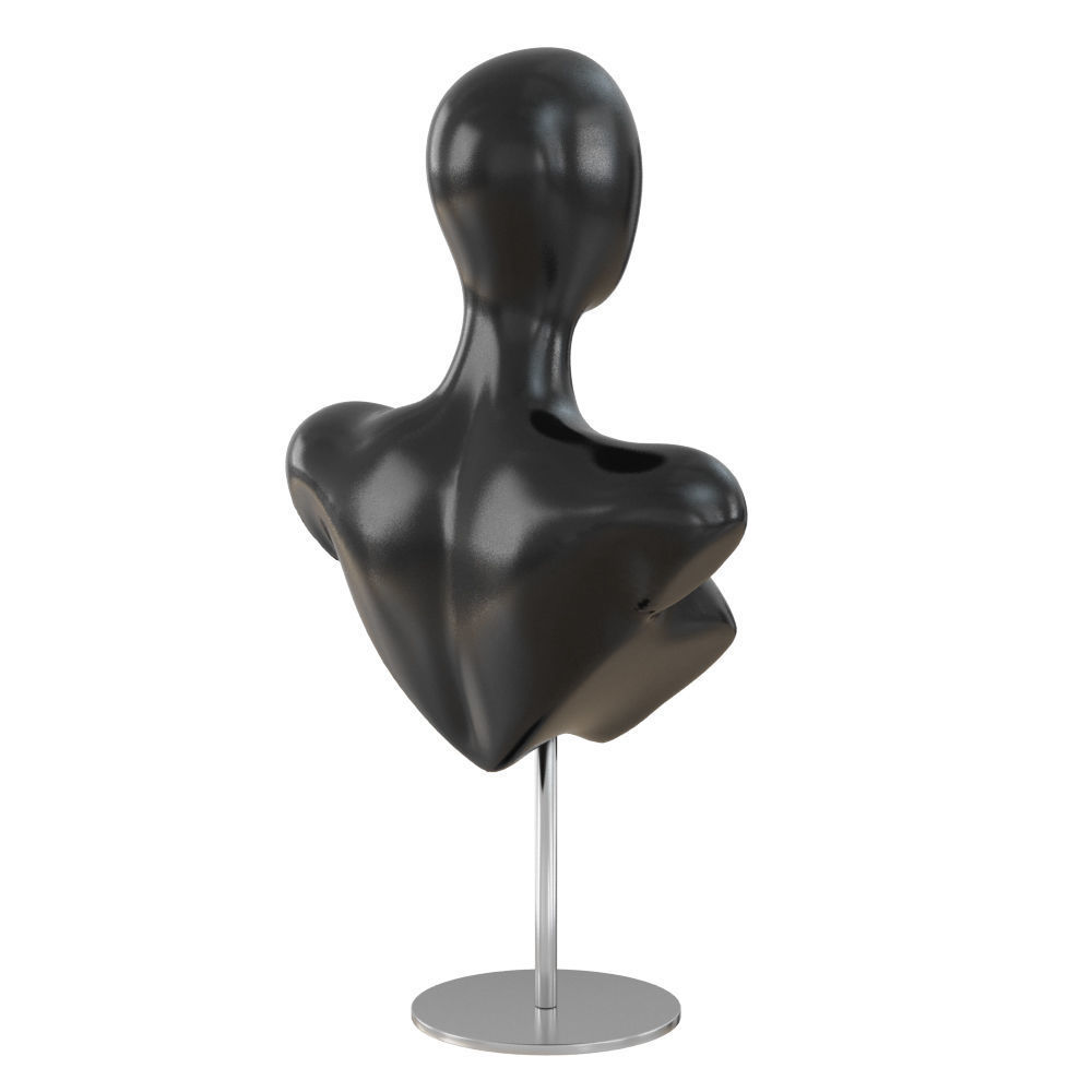 Female black bust on a metal stand 104 3D model_2