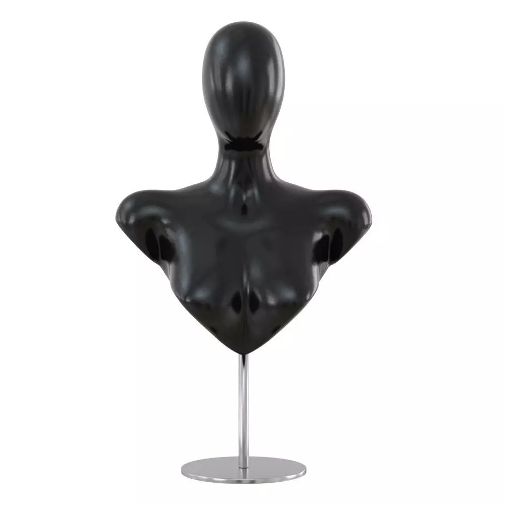 Female black bust on a metal stand 104 3D model_0