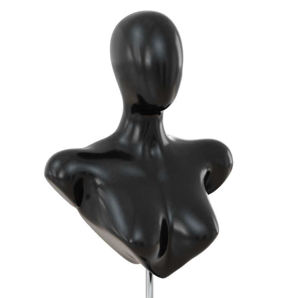 Female black bust on a metal stand 104 3D model_4
