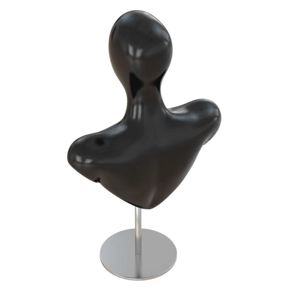Female black bust on a metal stand 104 3D model_3
