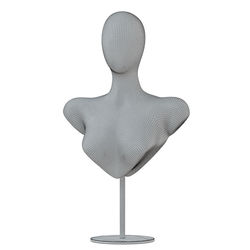 Female black bust on a metal stand 104 3D model_5