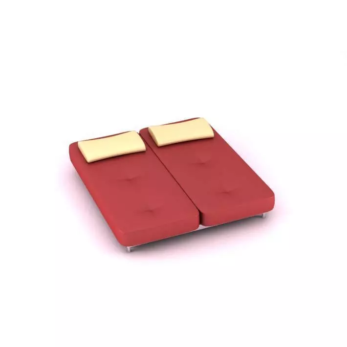 Double Bed With Pillows And Mattress 3D model_0