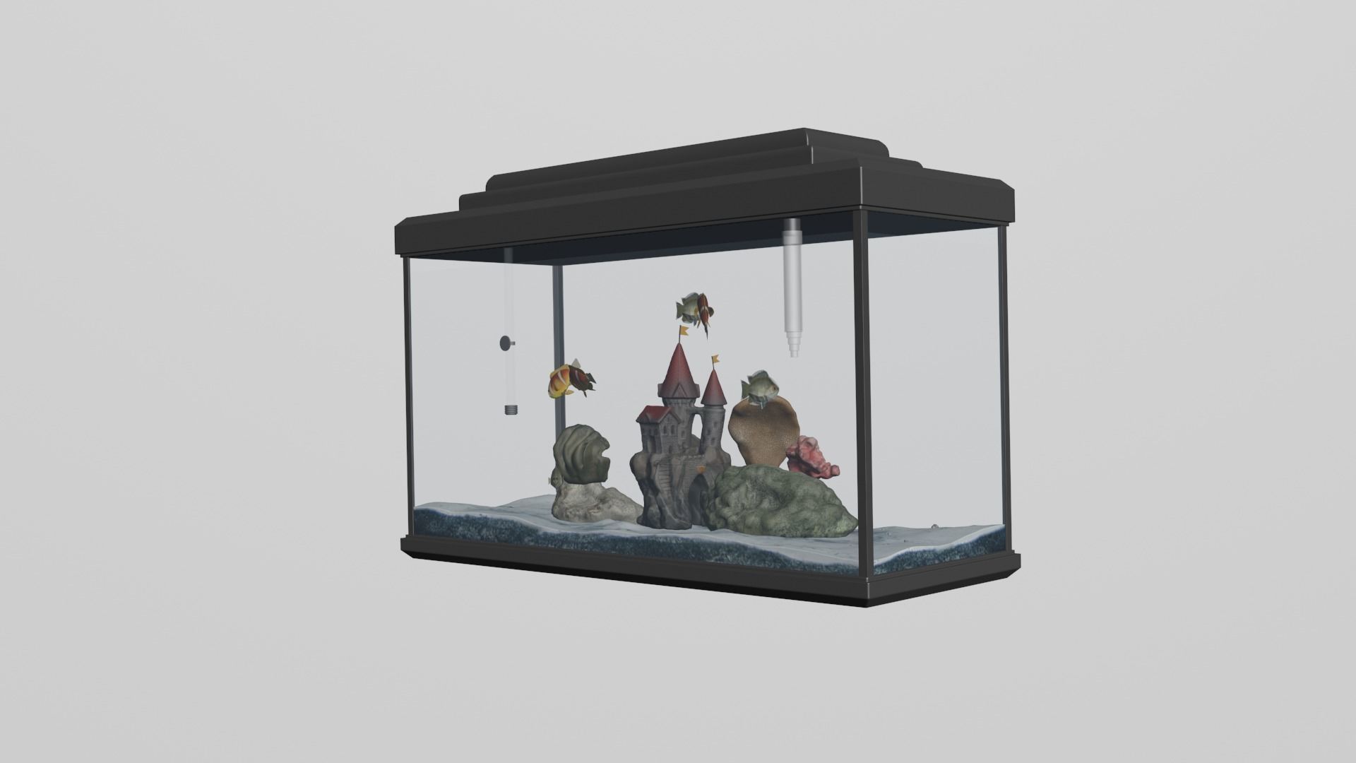 ready-made aquarium with fish 3D model_2