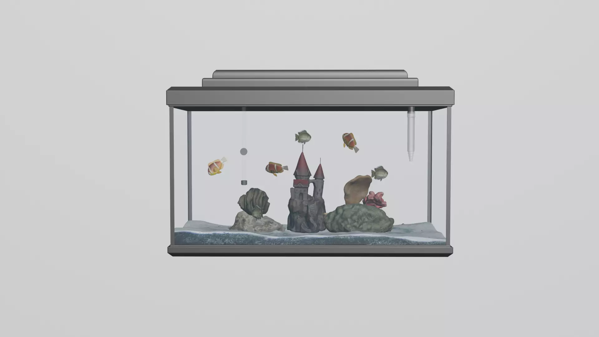 ready-made aquarium with fish 3D model_0