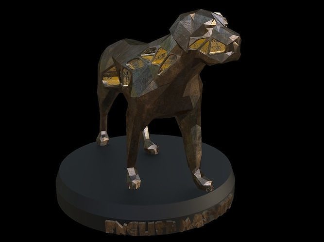 Steampunk English Mastiff Pose Low-poly 3D model