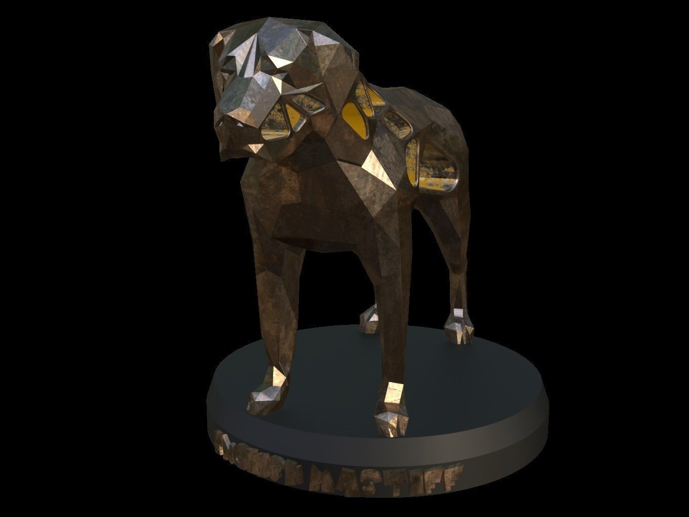 Steampunk English Mastiff Low-poly 3D model_8