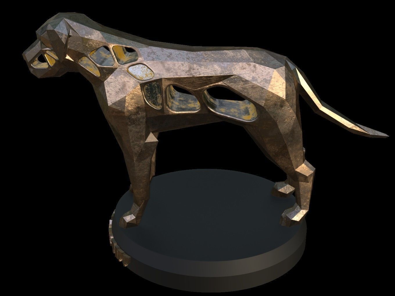 Steampunk English Mastiff Low-poly 3D model_1