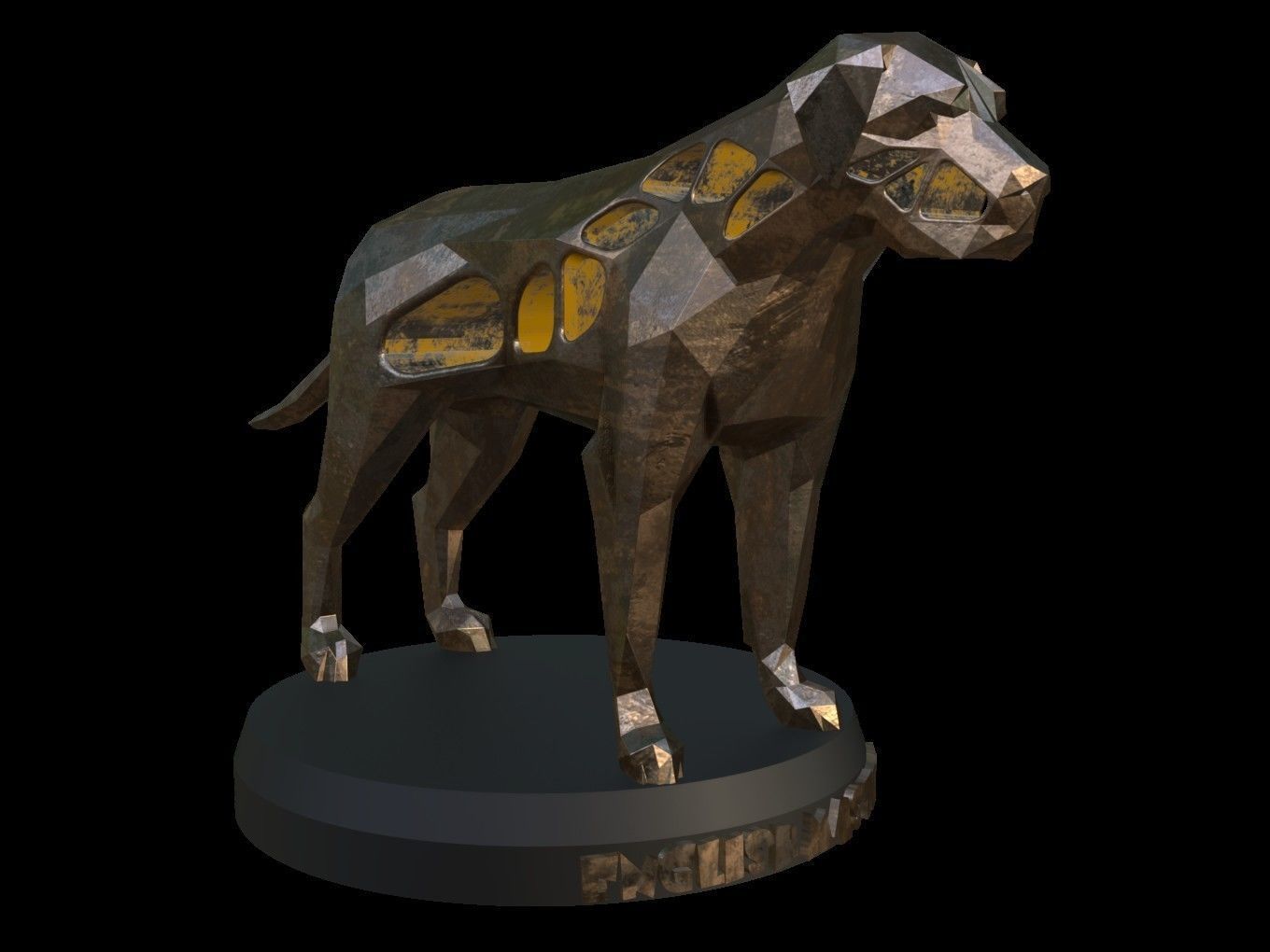 Steampunk English Mastiff Low-poly 3D model_6