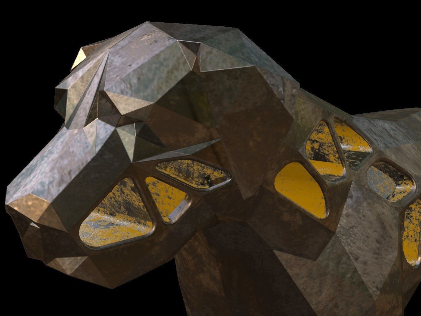 Steampunk English Mastiff Low-poly 3D model_9