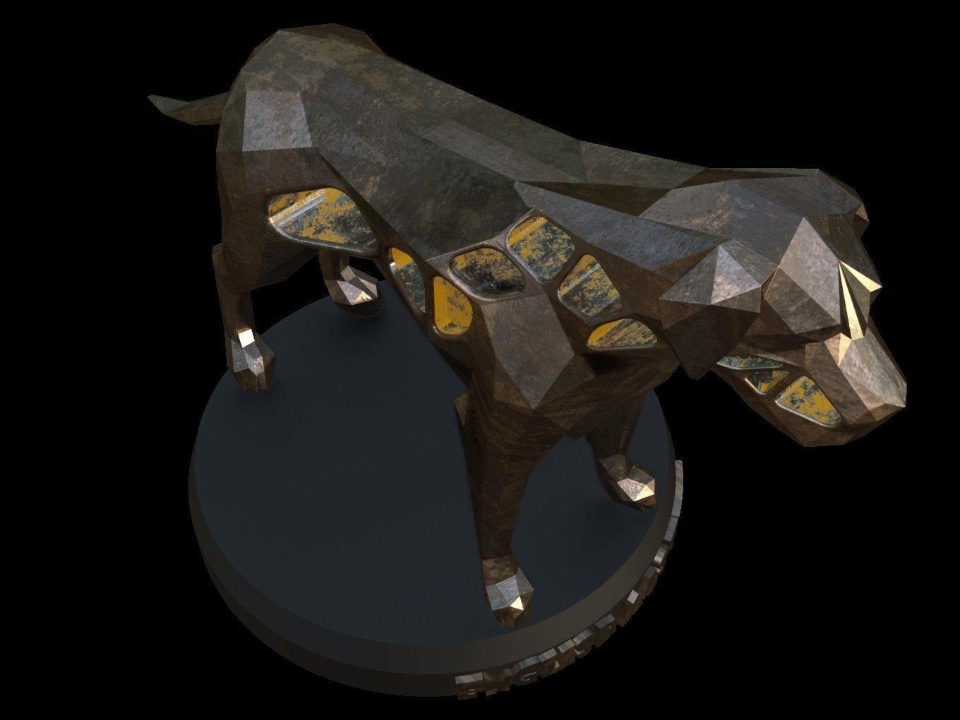 Steampunk English Mastiff Low-poly 3D model_7