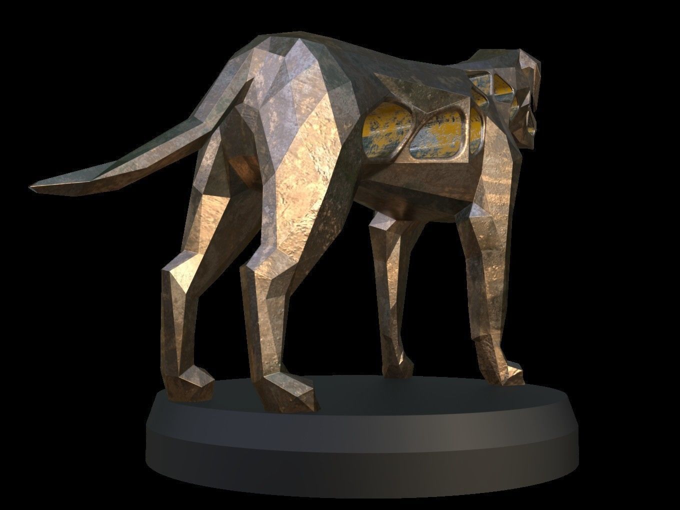 Steampunk English Mastiff Low-poly 3D model_4