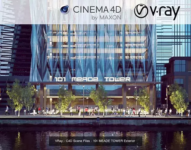 Set 3 - VRay C4D - 4 x Exterior Scenes 3D Model Pack 3