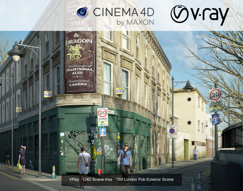 Set 3 - VRay C4D - 4 x Exterior Scenes 3D Model Collection_15