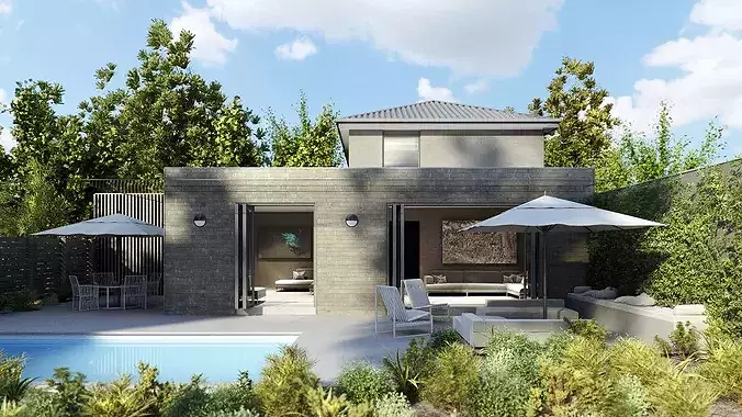 Set 3 - VRay C4D - 4 x Exterior Scenes 3D Model Pack 6