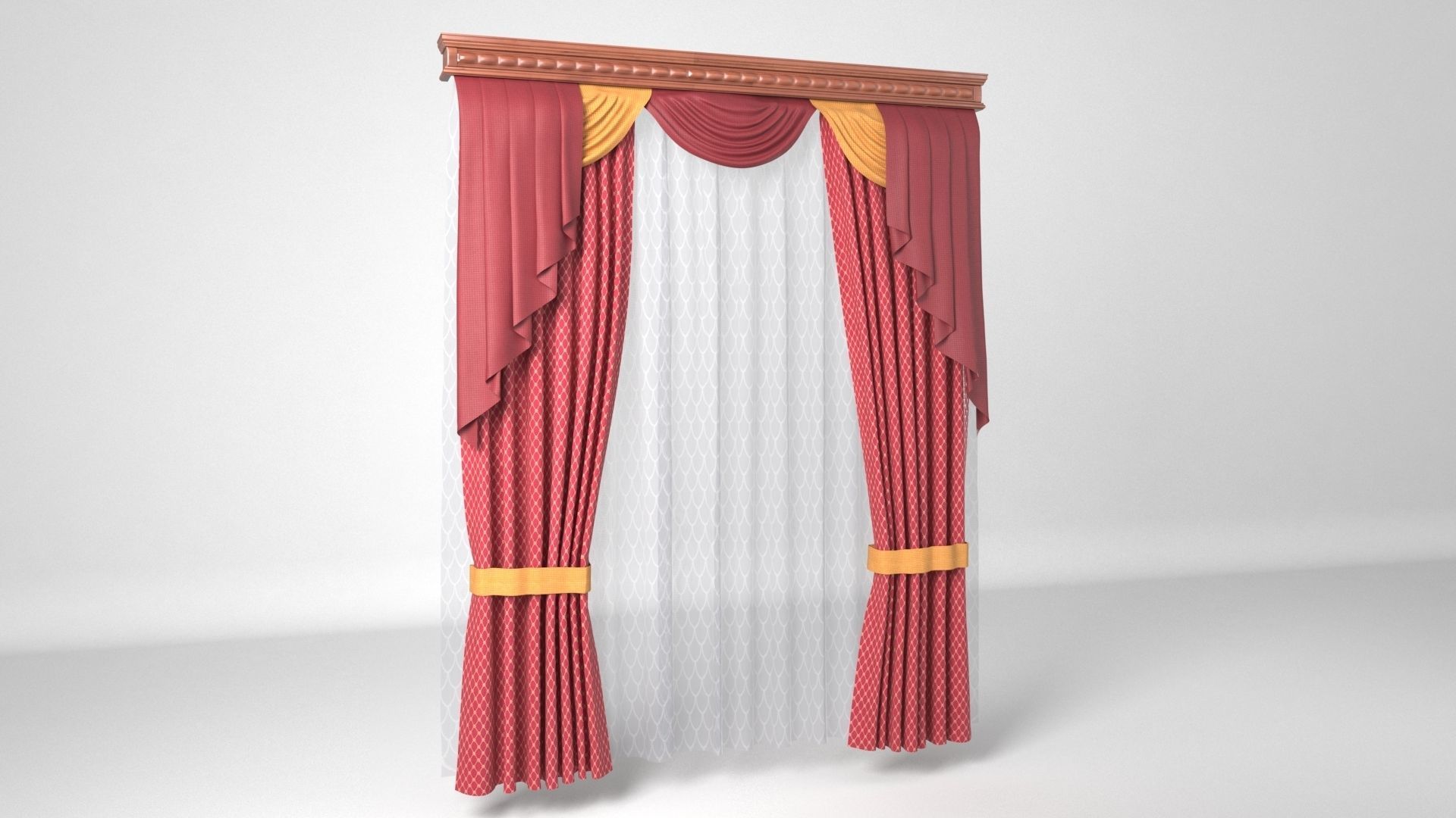 Animated curtains for architectural visualization 601 3D model