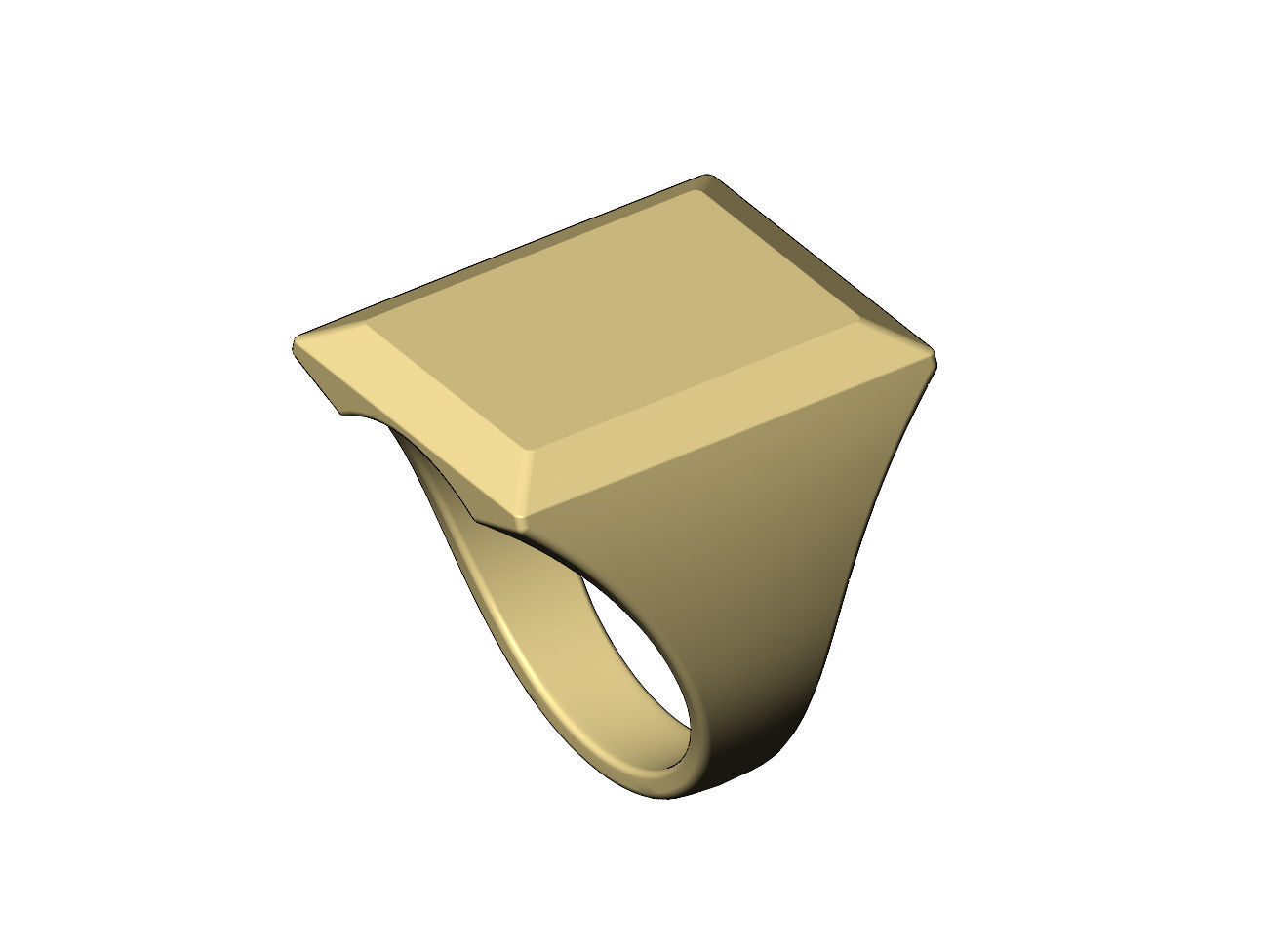 Large chunky rectangular signet ring US size 7to13 3D print model_4
