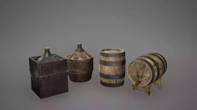 Viking Barrels Low Poly Game Ready