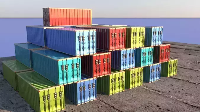 Containers at dock yard Free 3D model