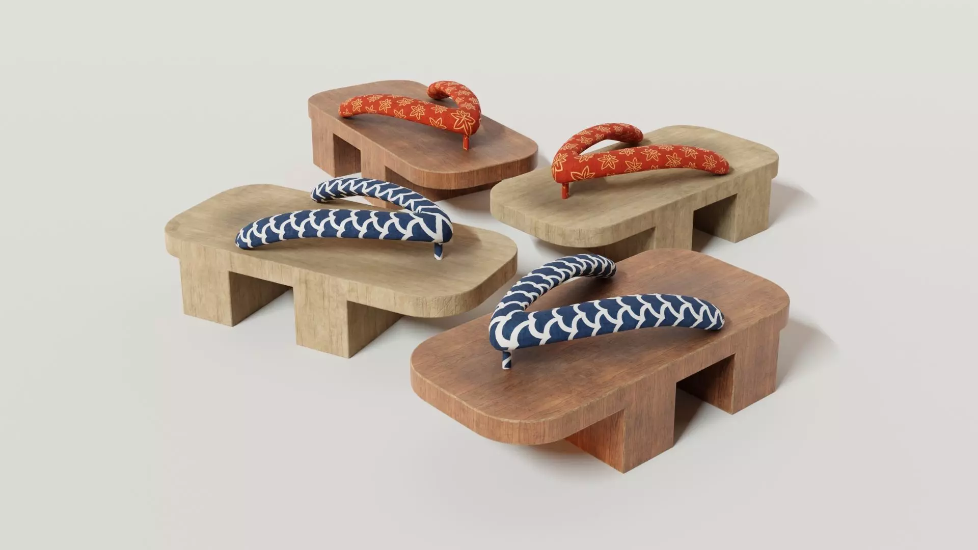Japanese Sandal Low-poly 3D model