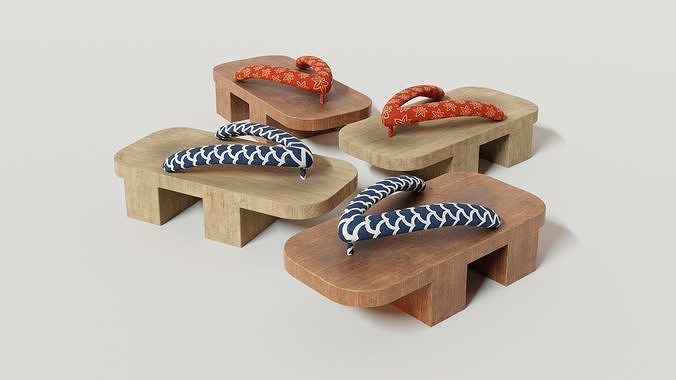 Japanese Sandal Low-poly 3D model
