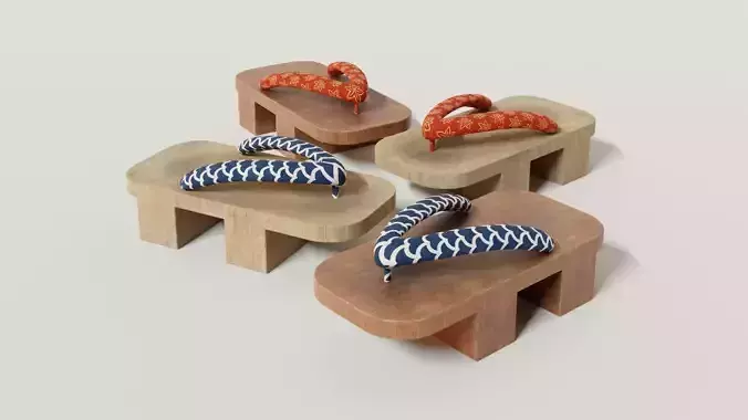 Japanese Sandal Low-poly 3D model