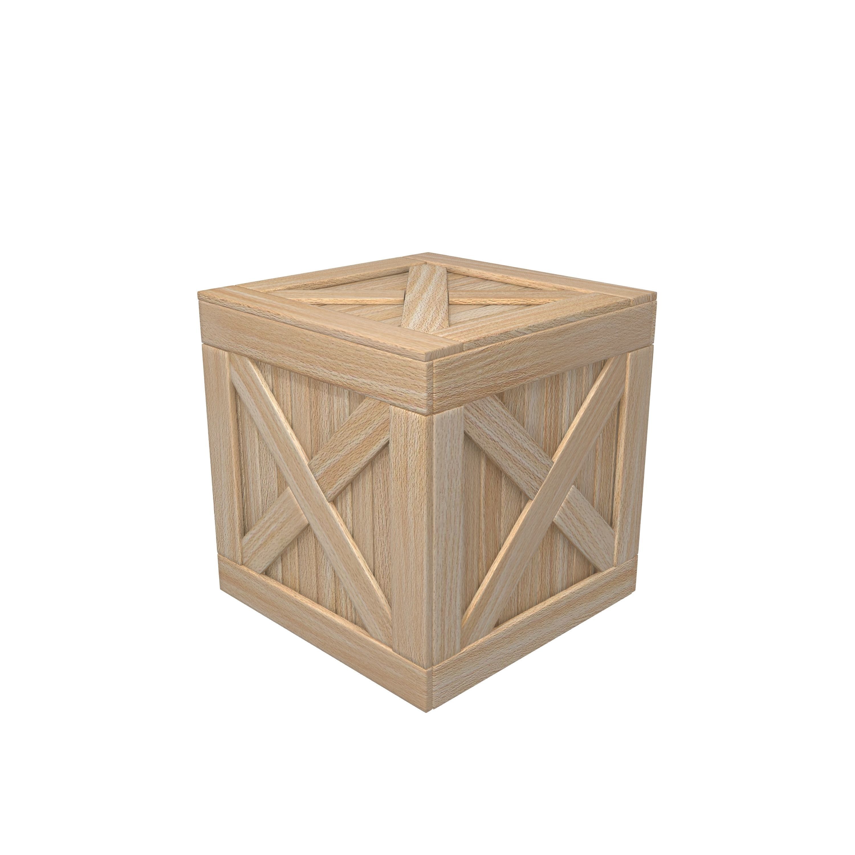 Wooden box 3D model_4