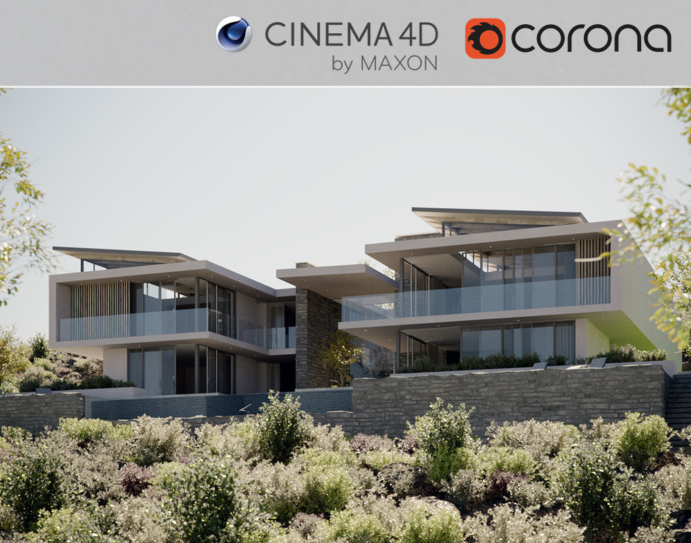 Set 5 - Corona C4D - 8 x Exterior Scenes 3D Model Collection_19