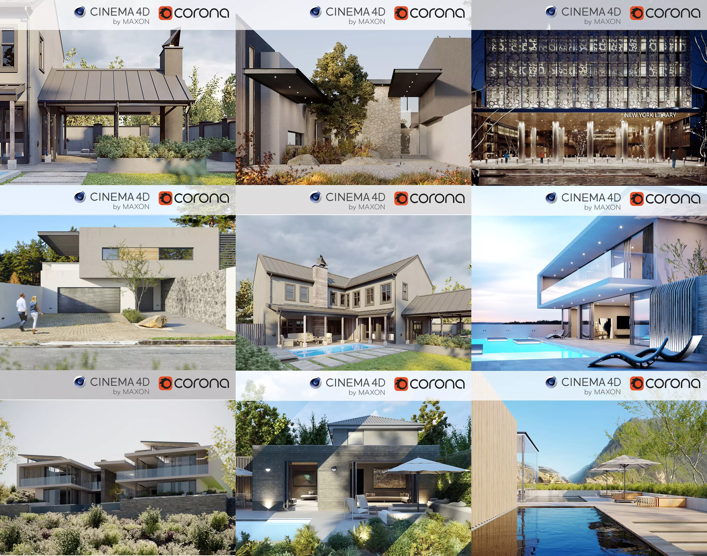 Set 5 - Corona C4D - 8 x Exterior Scenes 3D Model Collection_0