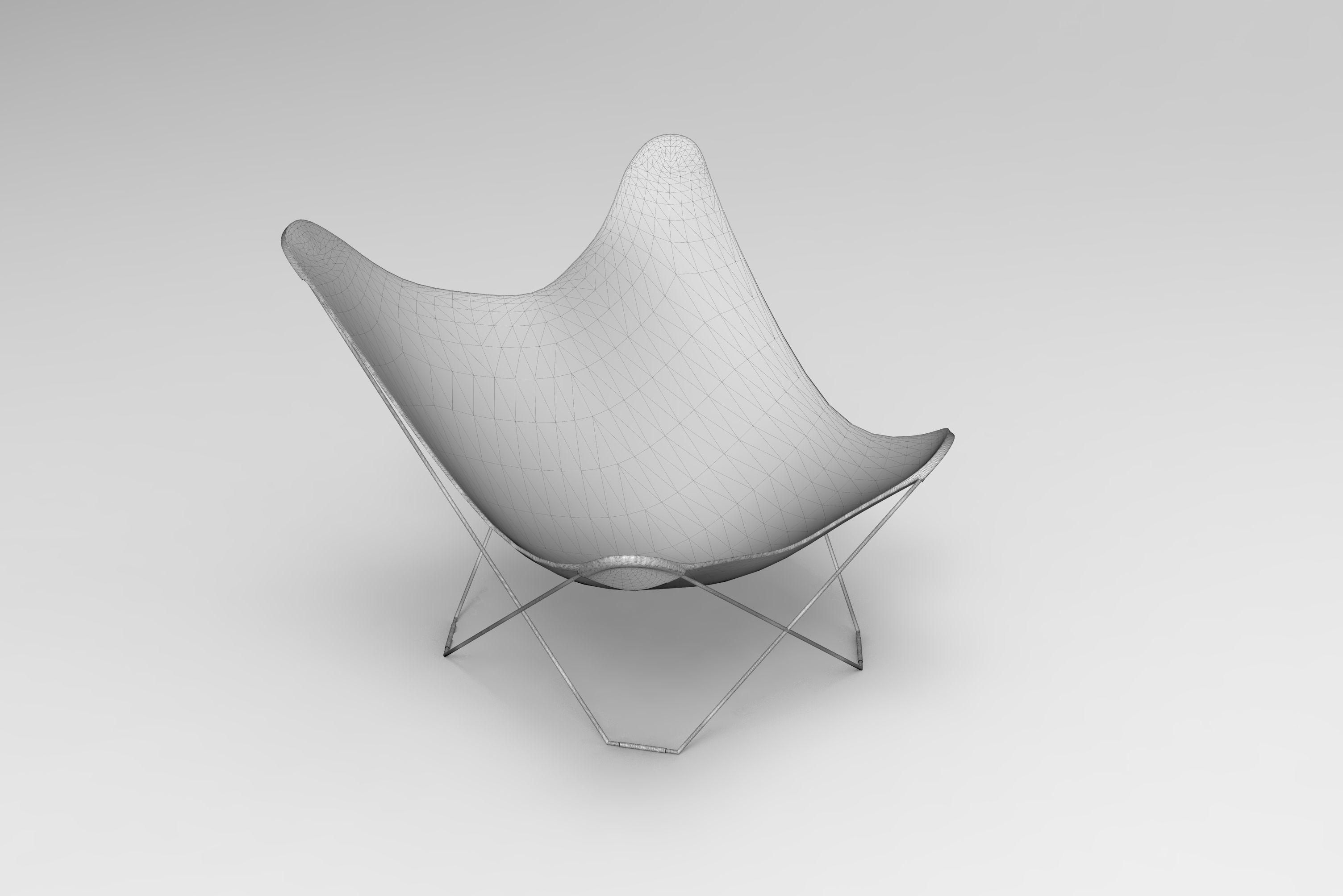 Butterfly Chair Low-poly 3D model_5