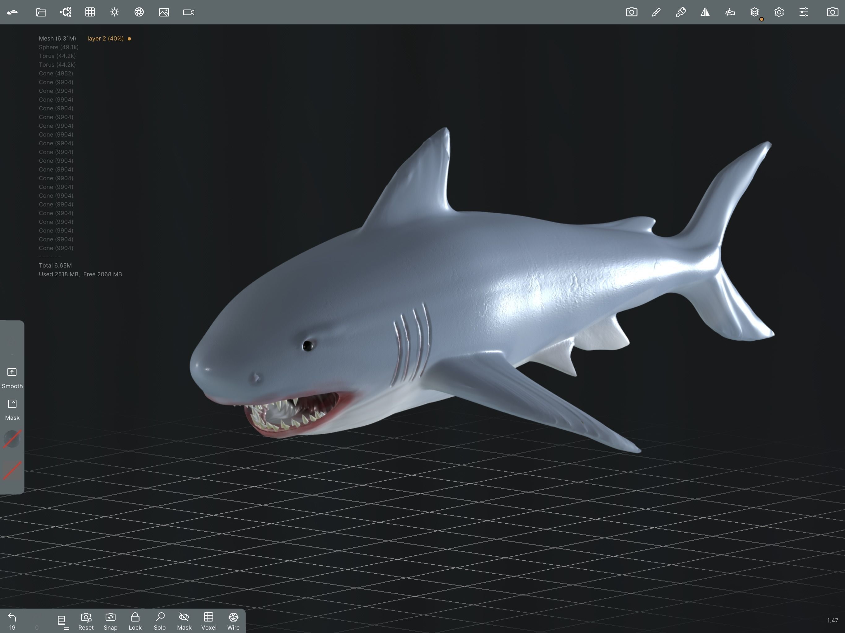 Shark 3D print model_3