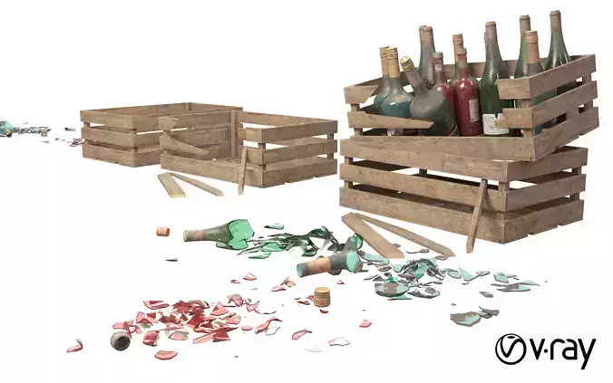 Wooden Alcohol box  PBR Game Ready Low-poly 3D model