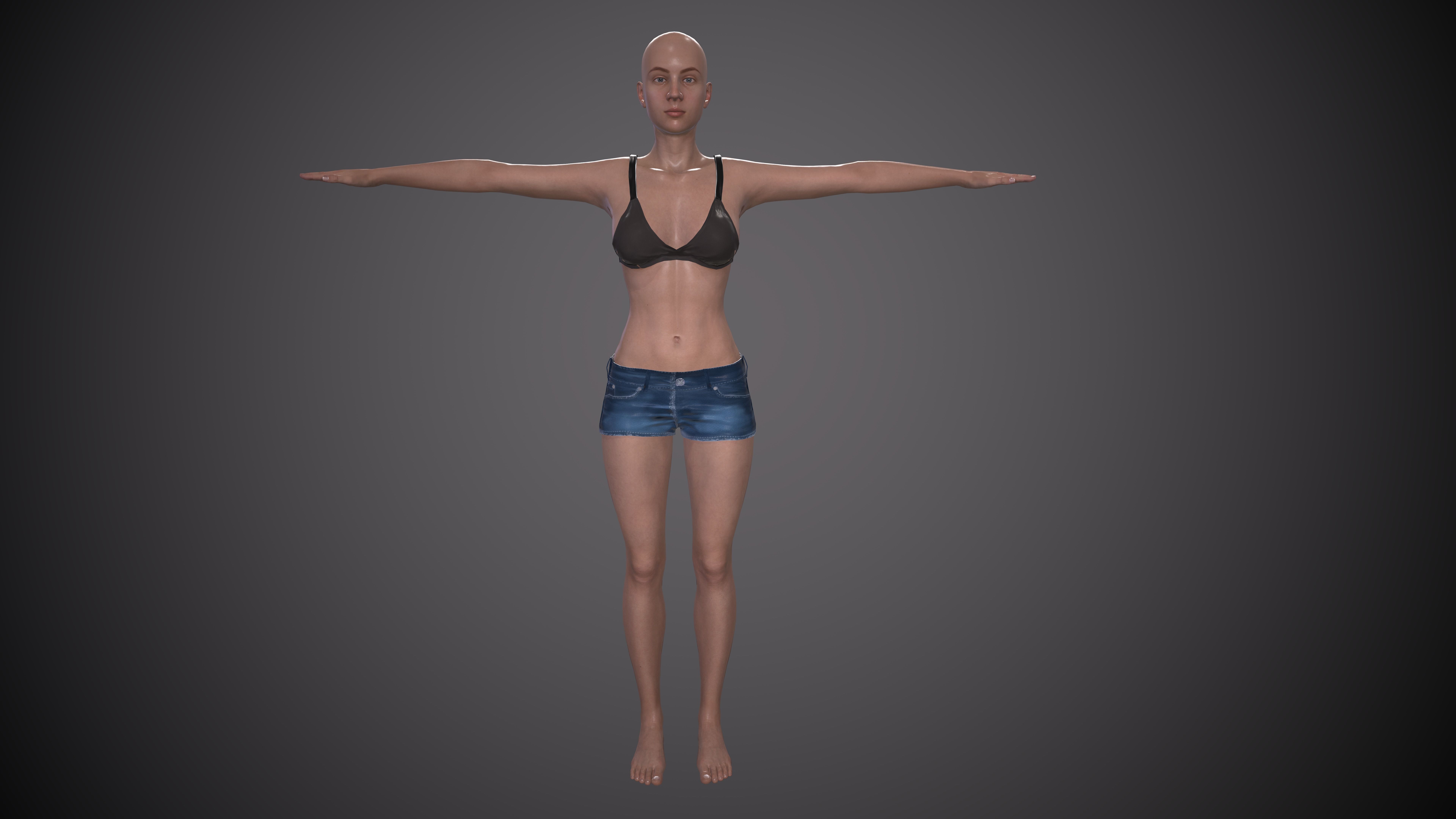 PBR Game Ready VR AR Female Character Low-poly 3D model_6